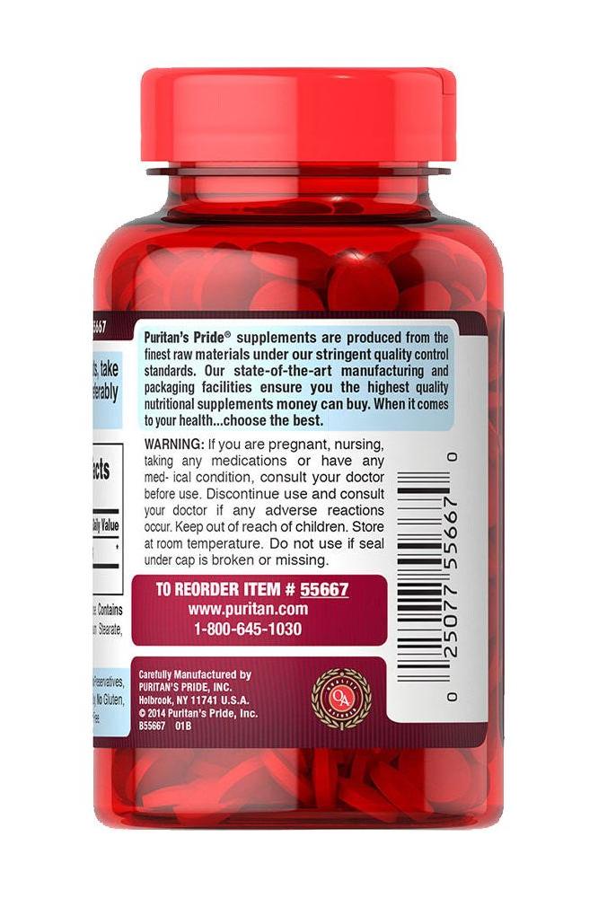 Puritan's Pride Apple Cider Vinegar 600 mg tablets bottle showing the back label and product information.