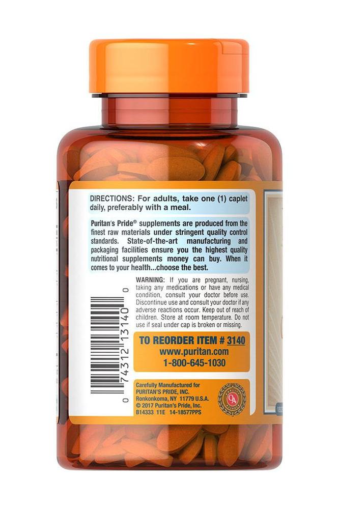 Puritan's Pride C-1000 Complex bottle with caplets, directions and details on the back.