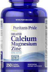 Puritan's Pride Calcium Magnesium Zinc 250 caplets dietary supplement for bone and muscle health