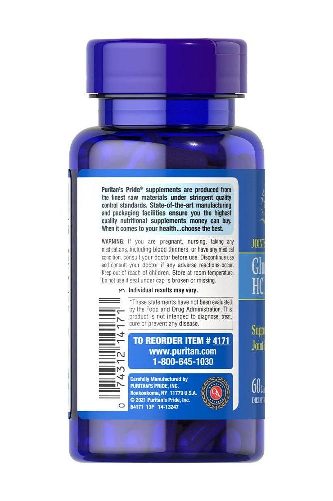 Puritan's Pride Glucosamine Sulfate 1000 mg supplement bottle, 60 capsules for joint and cartilage health.