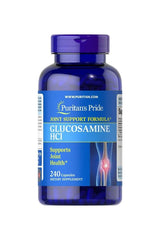 Puritan's Pride Glucosamine HCl supplement for joint health, 240 capsules, blue bottle