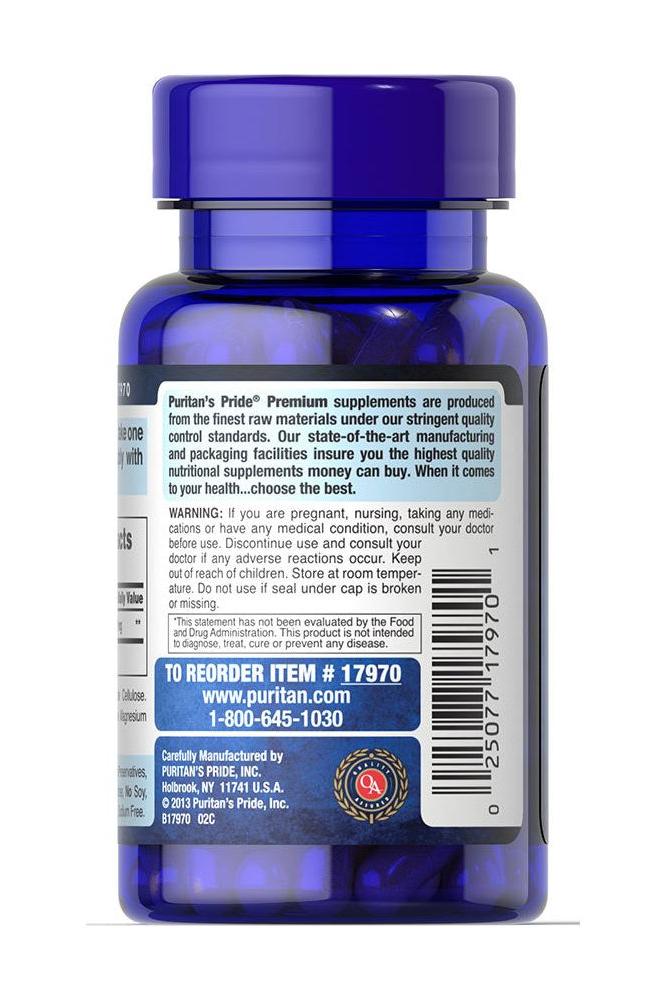 Puritan's Pride L-Glutathione 500 mg bottle, 30 capsules, antioxidant support for muscle health.