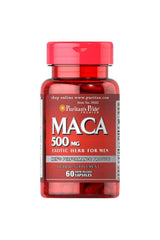 Puritan's Pride Maca 500MG supplement, 60 capsules, herbal energy boost for men's performance and hormone balance.