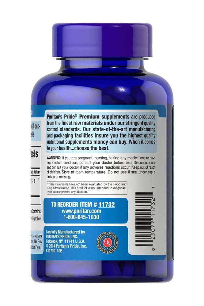 Puritan's Pride MSM 1500 mg supplement bottle, 120 tablets, supports joint and skin health.