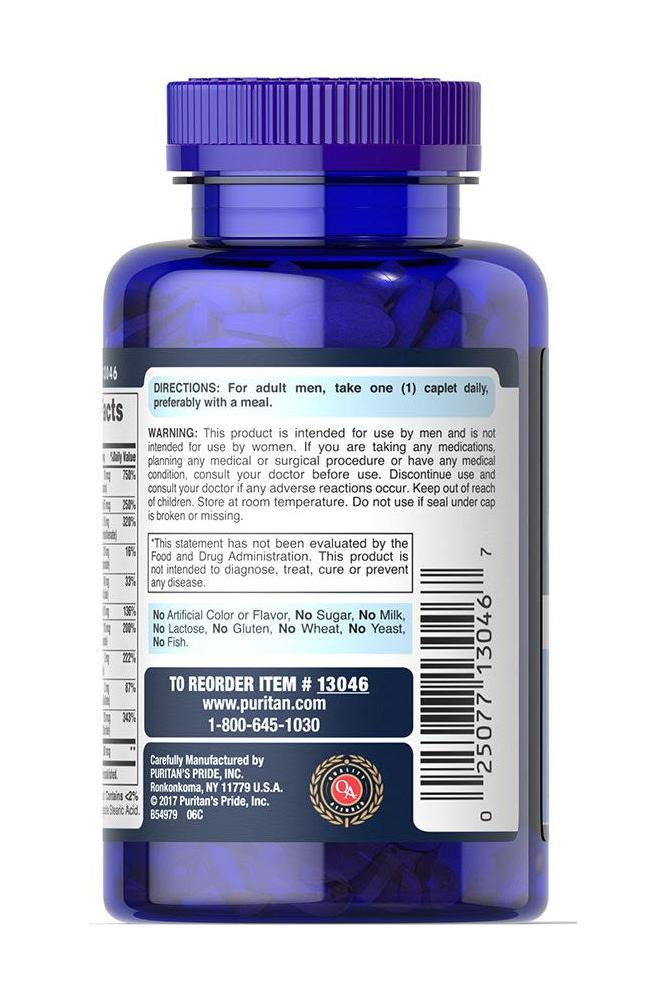 Puritan's Pride One Daily Men's Multivitamin 100 caplets bottle with dosage instructions.