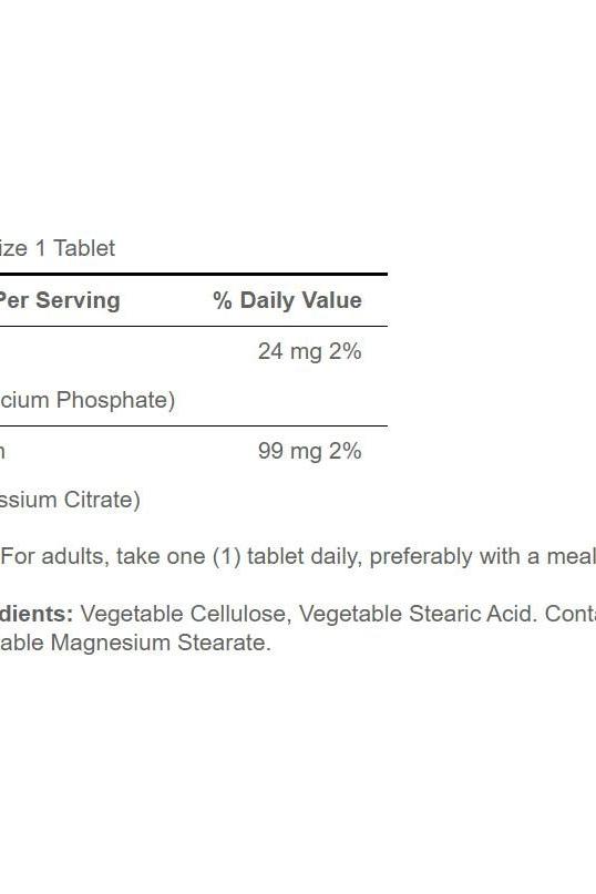 Nutrition facts for Puritan's Pride Potassium Citrate showing serving details and ingredients.