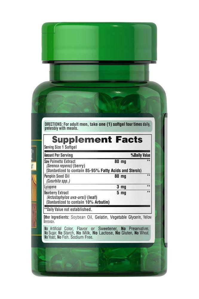 Puritan's Pride Prostene Prostate Support Formula 60 Softgels bottle with supplement facts label.