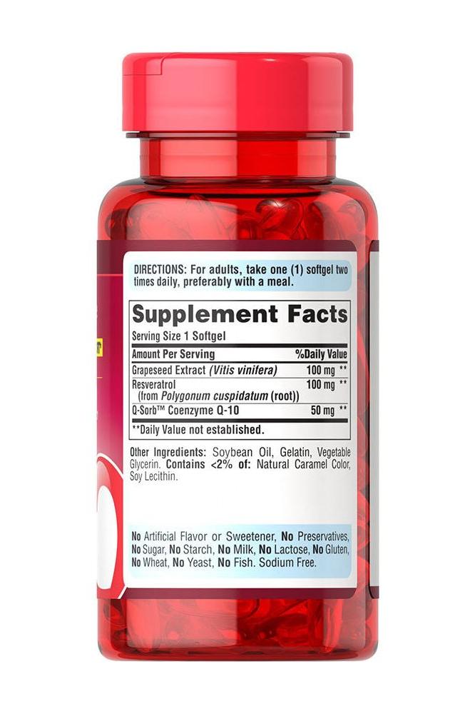 Puritan's Pride Q-SORB Co Q-10 supplement bottle with supplement facts for antioxidant support.