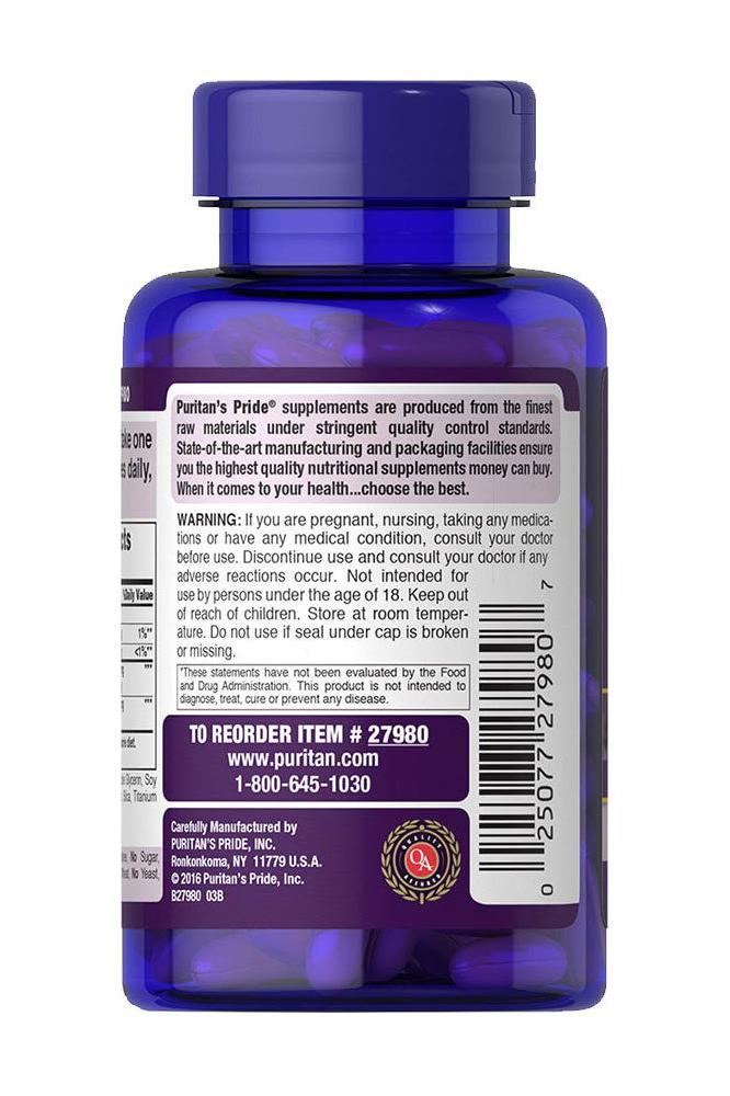 Puritan's Pride Resveratrol supplement bottle showcasing label and nutritional information.