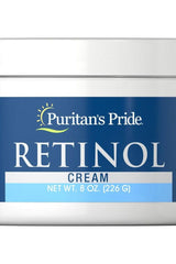 Puritan's Pride Retinol Cream 8 oz jar with Vitamin A for improved skin appearance and hydration