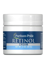 Puritan's Pride Retinol Cream jar, 2 oz, containing Vitamin A 100,000 IU for improved skin appearance and moisture.
