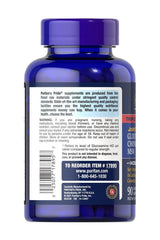 Puritan's Pride Triple Strength Glucosamine, Chondroitin & MSM Joint Soother® bottle with product information label.