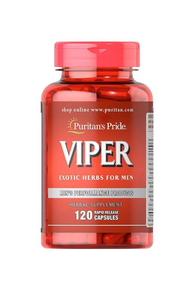 Puritan's Pride Viper herbal supplement for men in a 120-cap tablet bottle.