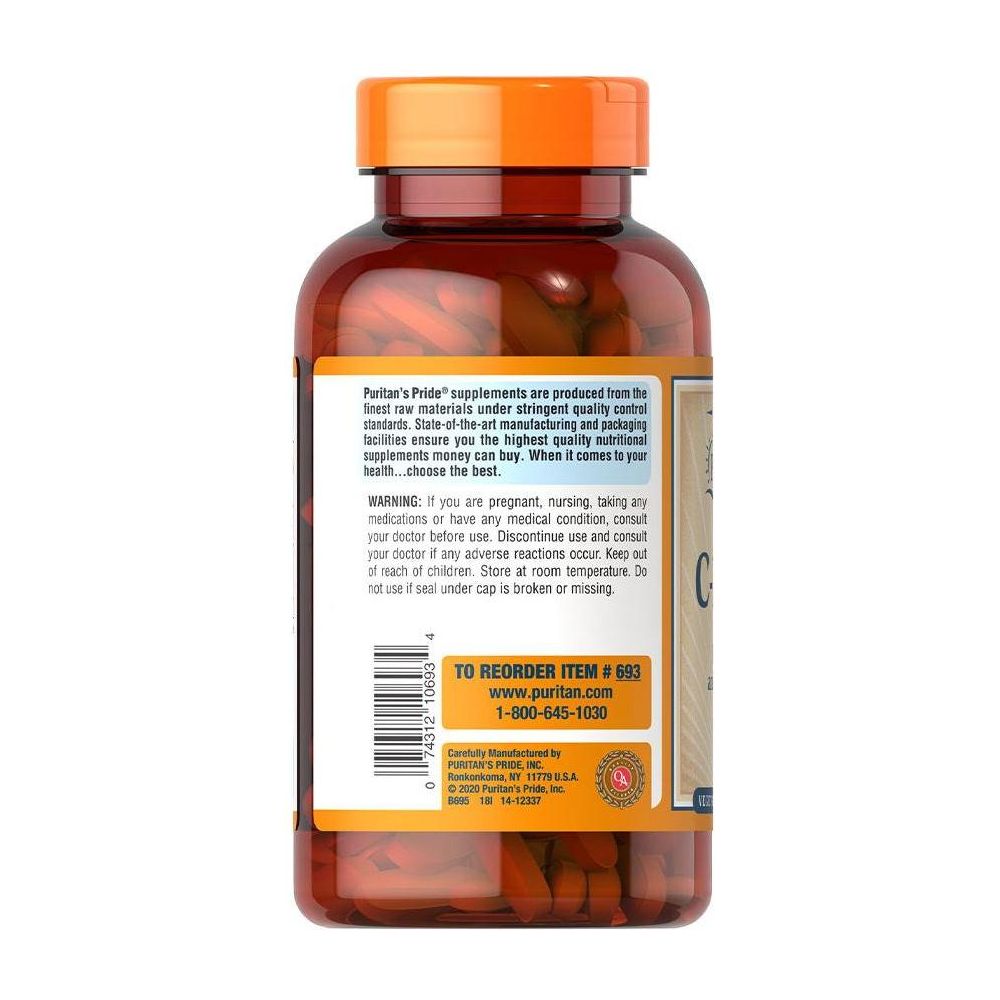 Puritan's Pride Vitamin C-1000 mg supplement bottle with bioflavonoids and rose hips on a white background.