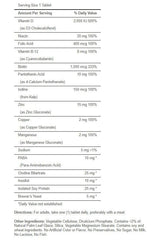 Supplement facts for Puritan's Pride hair vitamins showing ingredients and nutritional information.