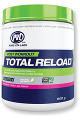 PVL Essentials Post Workout Total Reload, Fruit Punch, 600g container for quick recovery after workouts.