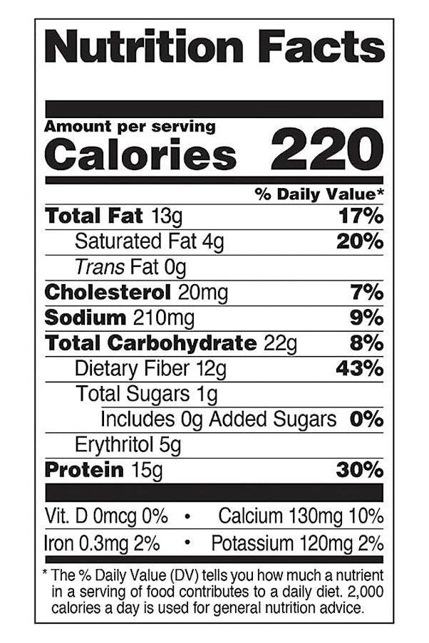 Nutrition facts label for Quest Nutrition Protein Cookie, showing calories, protein, carbs, and fats per serving.