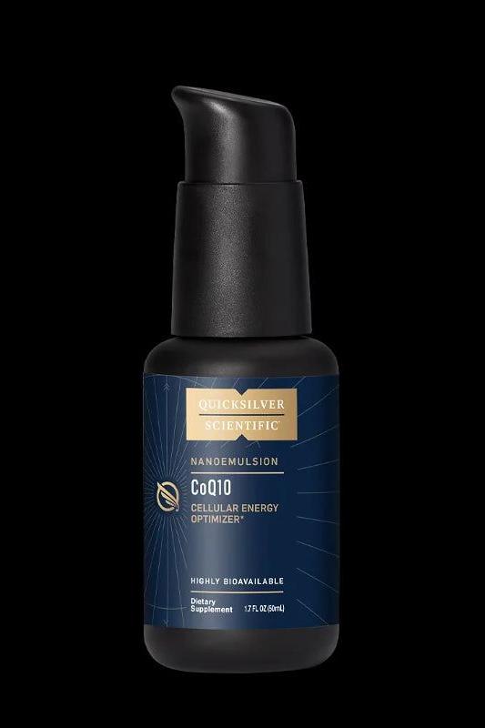 Quicksilver Nanoemulsified CoQ10 50 ml bottle for enhanced energy and heart health.
