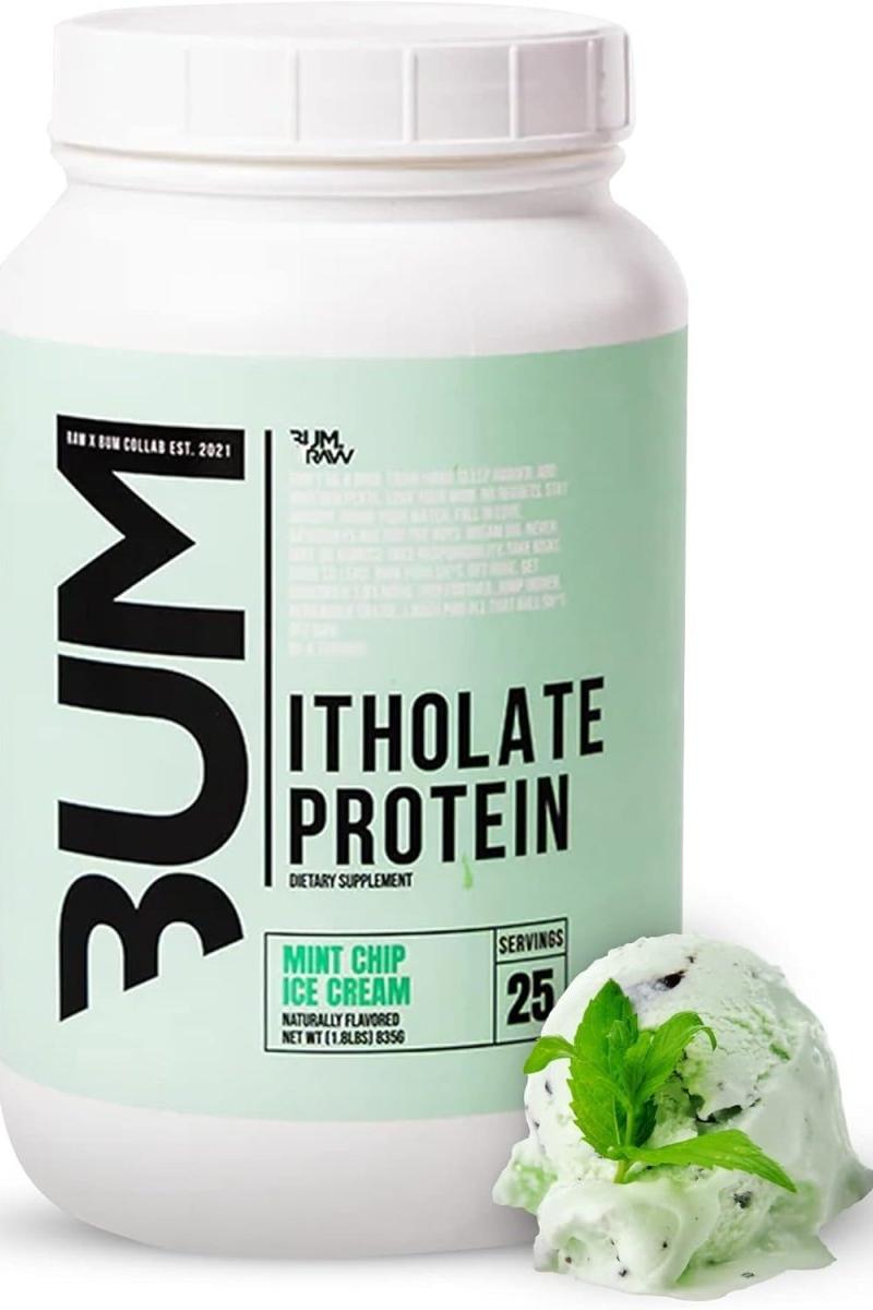 CBUM Itholate Protein in mint chip flavor, 25 servings, dietary supplement for muscle recovery and growth.