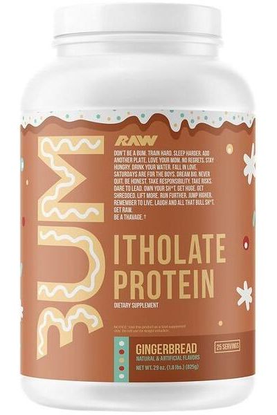 CBUM Itholate Protein supplement in gingerbread flavor, 25 servings, high-quality whey isolate for muscle recovery.