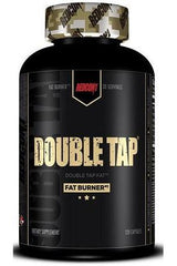 Redcon1 Double Tap fat burner supplement bottle with 120 capsules for weight loss and energy enhancement.