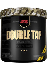 Redcon1 Double Tap Powder fat burner container with bold branding, 40 servings, designed for weight loss and energy increase.