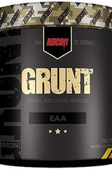 Redcon1 Grunt EAA supplement jar, 30 servings, supports recovery and muscle growth, pineapple flavor.