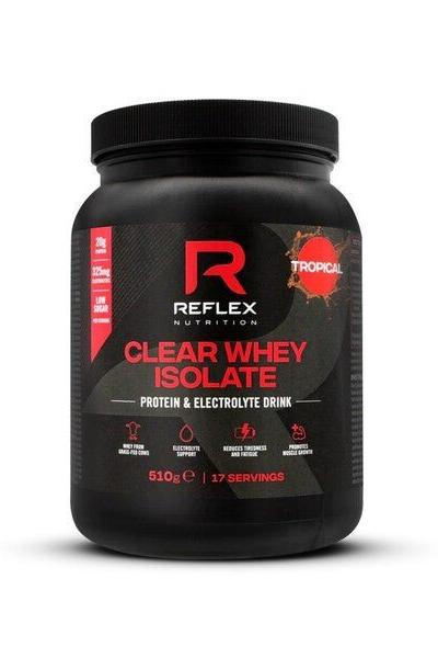 Reflex Nutrition Clear Whey Isolate Tropical protein drink with electrolytes and high protein content.
