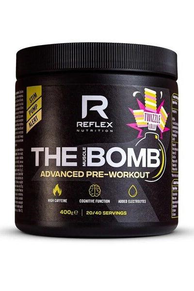 Reflex Nutrition The Muscle Bomb advanced pre-workout supplement in a 400g container for enhanced energy and focus.