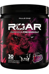 Rule One Roar pre-workout supplement for energy, focus, hydration, and endurance with 30 servings.