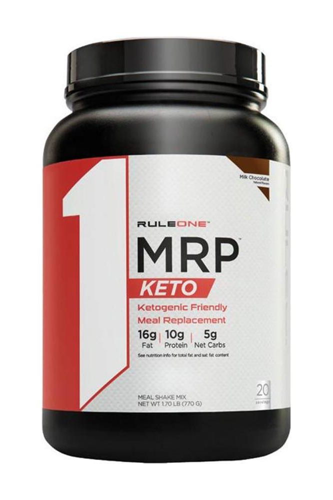 Rule One MRP KETO meal replacement, ketogenic friendly, 16g fat, 10g protein, 5g net carbs, easy to mix.