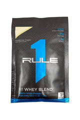 Rule 1 Whey Blend Sample vanilla ice cream flavor, 100% whey protein, 24g protein and 5g BCAAs per serving.