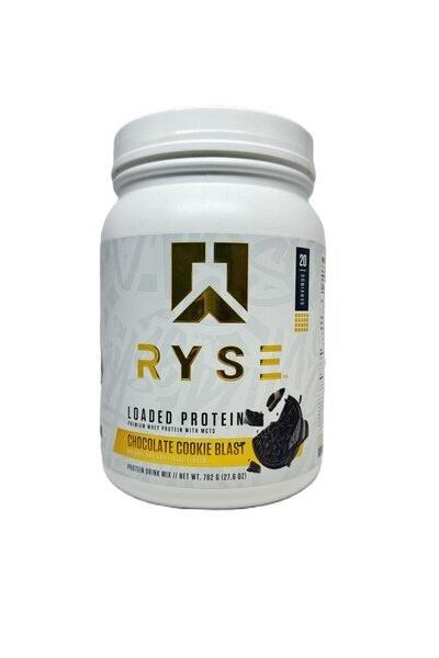 RYSE Loaded Protein in Chocolate Cookie Blast flavor, featuring 25g whey protein and prebiotic fiber.