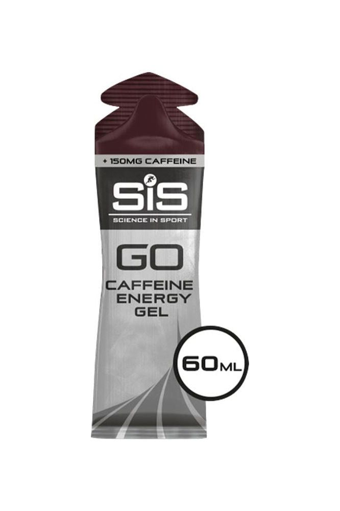 Science in Sport GO Energy + Caffeine Gel 60ml packaging, offering 150mg of caffeine for quick energy boost.