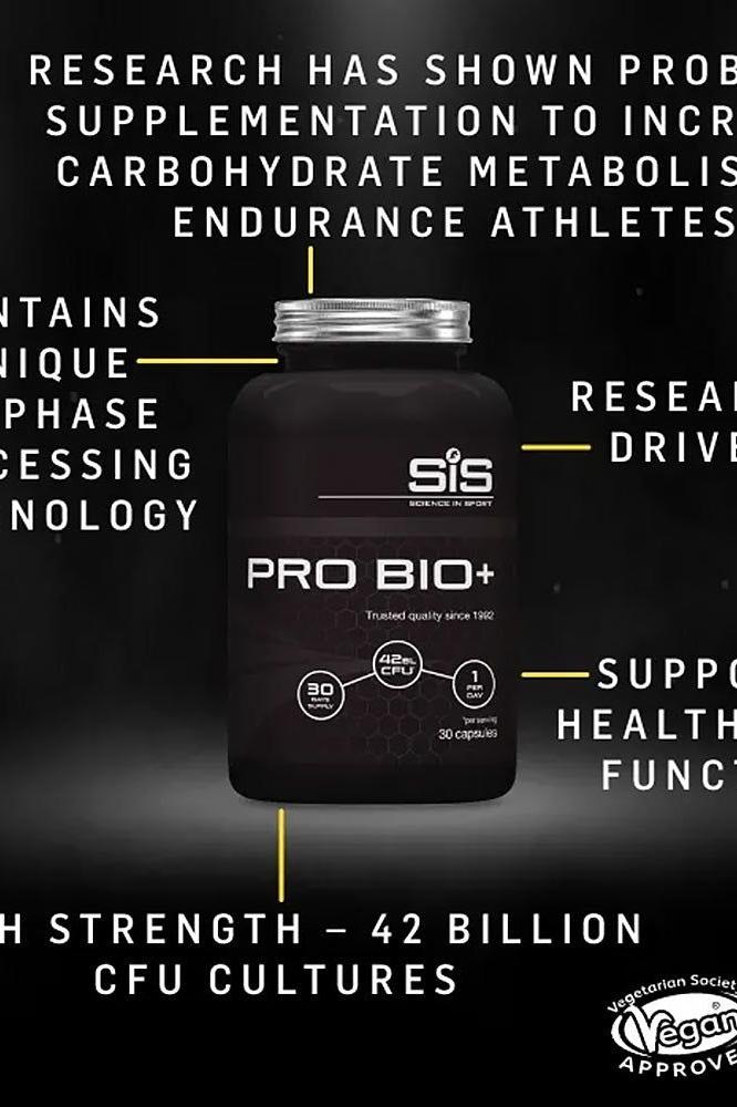 Science in Sport Pro Bio+ Capsule bottle with benefits for endurance athletes and gut health.