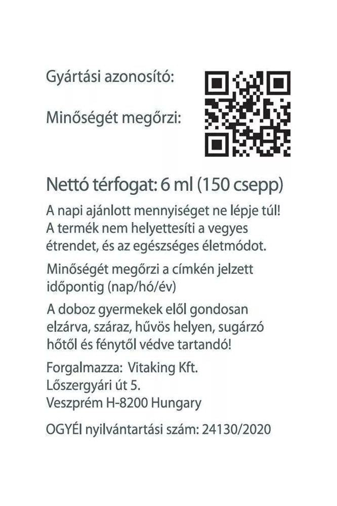 Label showing product details, QR code, and storage instructions for health supplement.