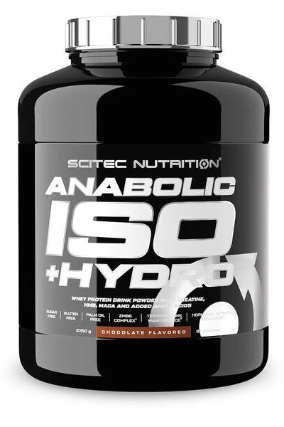 SciTec Anabolic Iso + Hydro protein supplement for muscle building and performance, chocolate flavored, 2500g.