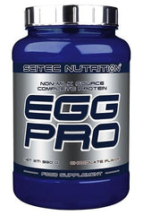 Scitec Nutrition Egg Pro protein supplement, 930 grams, non-milk source, chocolate flavor, supports muscle growth.