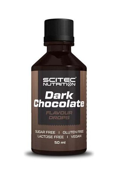 Scitec Nutrition Dark Chocolate Flavour Drops, sugar-free, gluten-free, vegan for enhanced flavors in food and drinks.