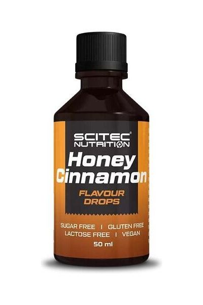 Scitec Nutrition Honey Cinnamon Flavour Drops, vegan and gluten-free, perfect for enhancing foods and drinks.
