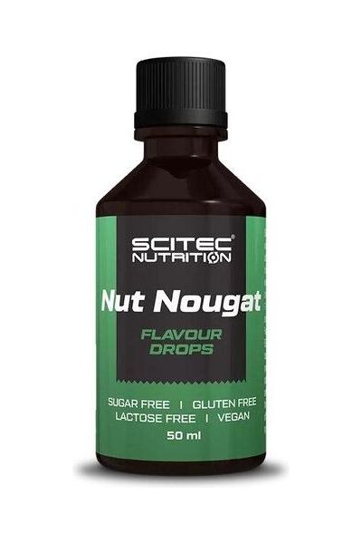 Scitec Nutrition Nut Nougat Flavour Drops, sugar free, gluten free, lactose free, vegan, 50ml bottle.