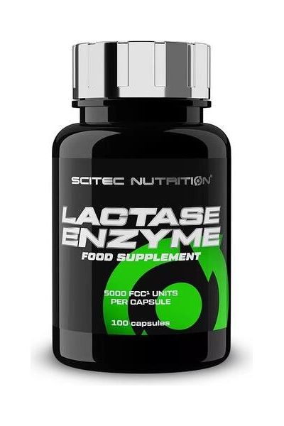 Scitec Nutrition Lactase Enzyme bottle, 100 capsules for effective lactose digestion support.