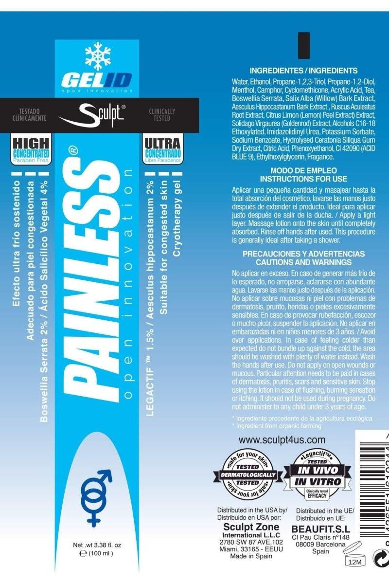 Painless® gel by Sculpt, 100 ml, effective ultra-cold relief for muscle recovery and pain management.