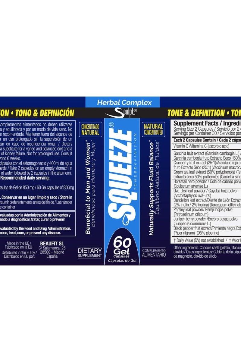 Squeeze from Sculpt - 60 capsules, natural diuretic for weight loss, reduces water retention and swelling.
