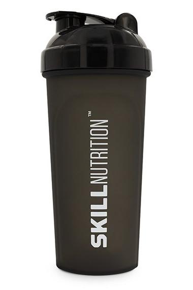 Skill Nutrition Shaker bottle in black for mixing protein shakes and supplements.