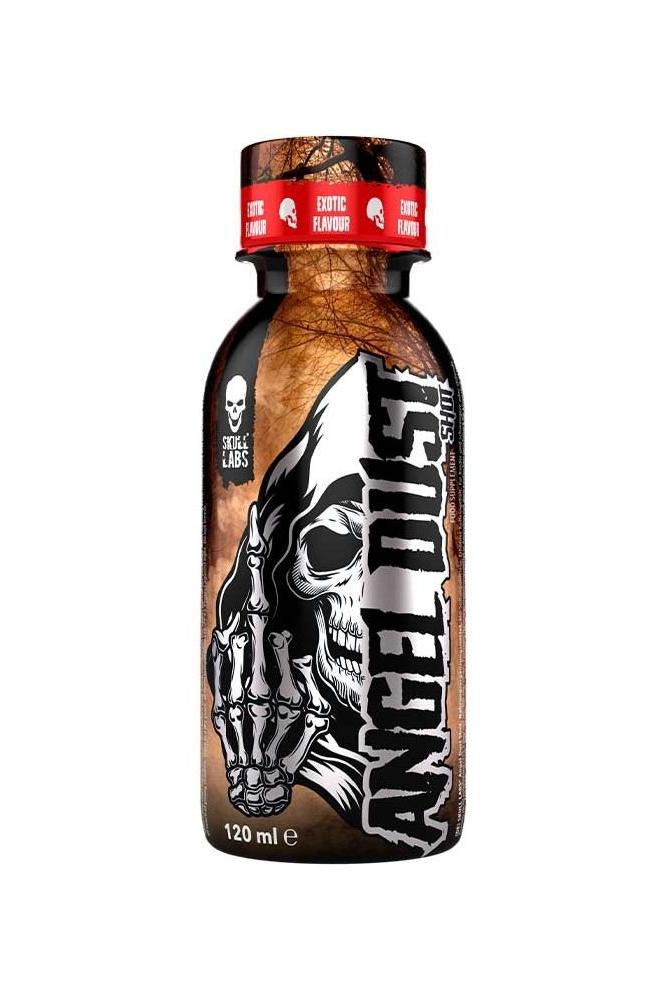 Skull Labs Angel Dust Shot 120ml bottle with skull design for pre-workout energy and focus enhancement.