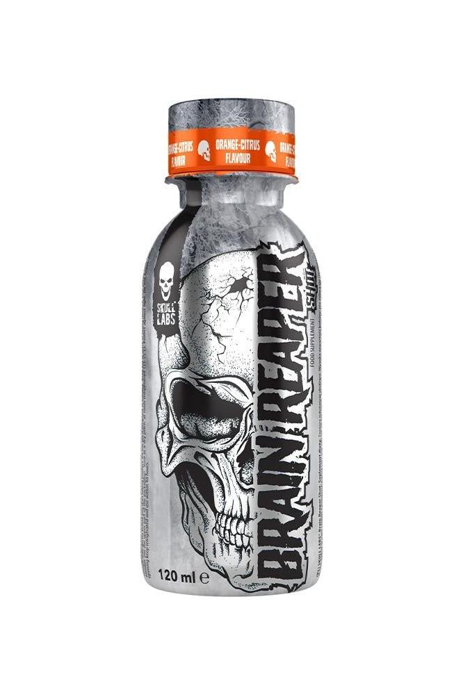 Skull Labs Brain Reaper Shot in orange flavor, designed to enhance endurance and cognitive function.