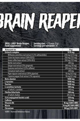 Nutrition label for Skull Labs Brain Reaper featuring ingredients and supplement facts.