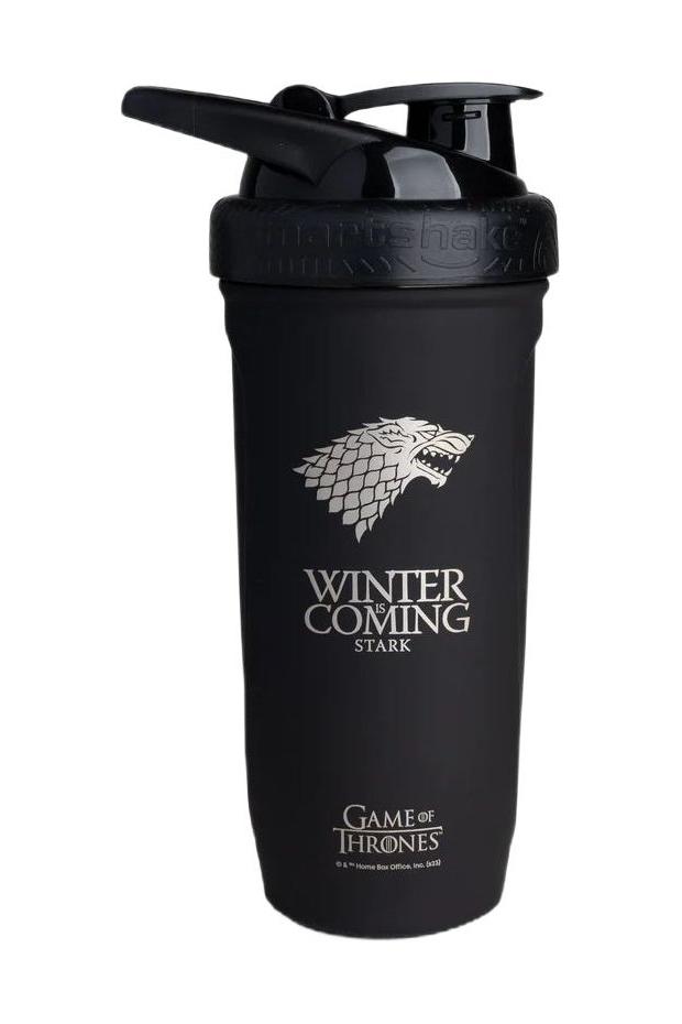 Game of Thrones Stark Winter is Coming shaker bottle, durable stainless steel design for fitness enthusiasts.