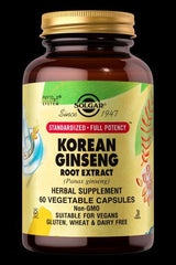 Solgar Korean Ginseng Root Extract supplement, 60 capsules, herbal supplement for energy and immunity, vegan-friendly.